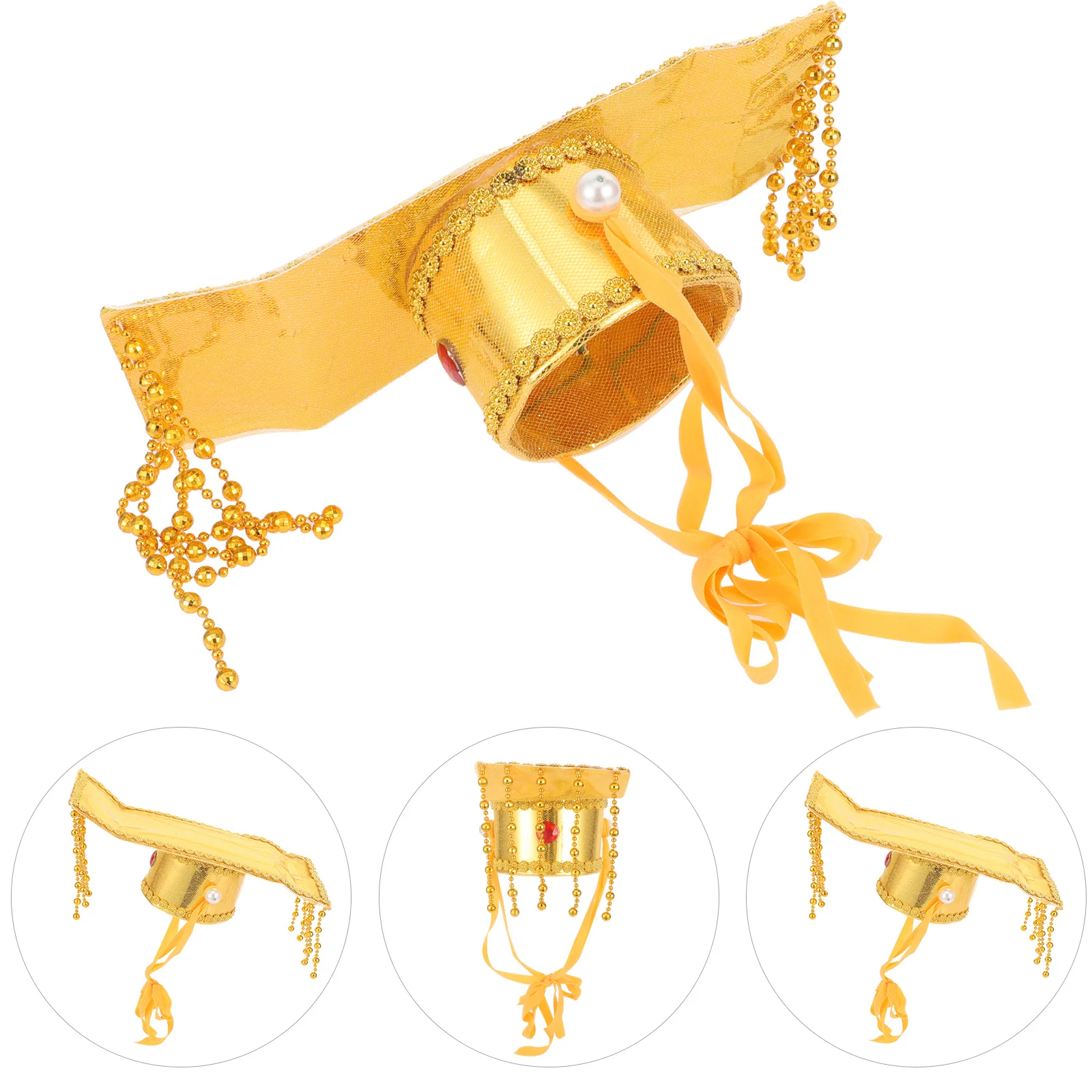 황제 코스프레 의상 액세서리 중국 스타일 헤드기어 모자 소품 성인 어린이 전통 축제 의상