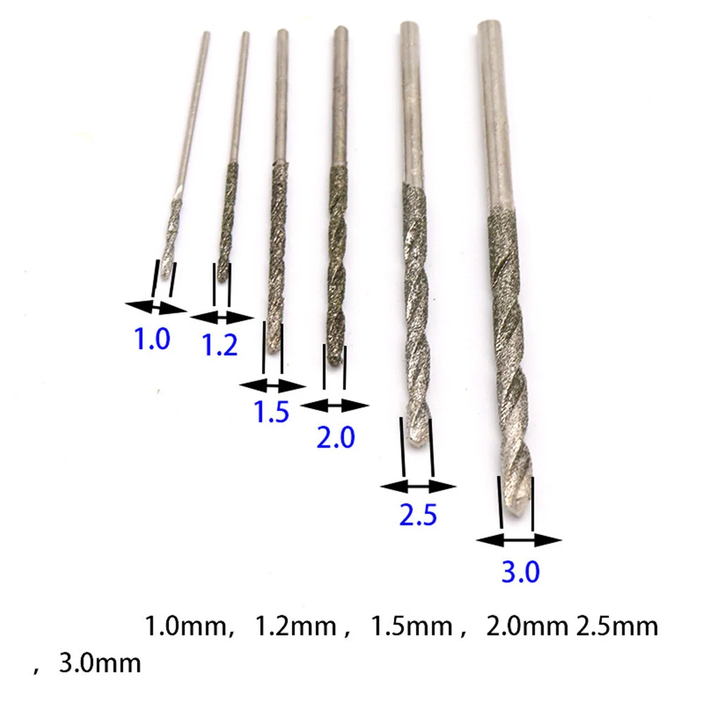 Diamond Coated Tipped Tip Twist Drill Bit for Glass Jewelry Stone Tile 0.8mm 1mm 1.2mm 1.5mm 1.8mm 2mm 2.5mm