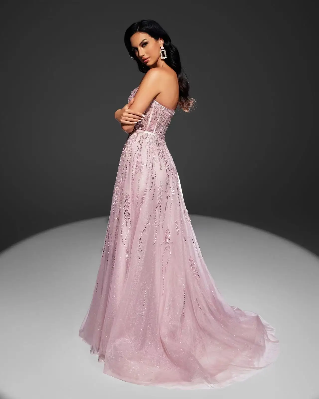 فساتين سهرة عربية طويلة فاخرة باللون الوردي من Shalimar Zhang للنساء لحفلات الزفاف في دبي فستان خطوبة رسمي للحفلات الراقصة حسب الطلب