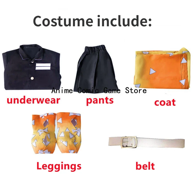 Agatsuma Zenitsu Cosplay Kostüm Perücke Schuhe komplette Sätze Erwachsenen Kinder Anime Uniform Halloween Weihnachts feier Outfits für Frauen Männer