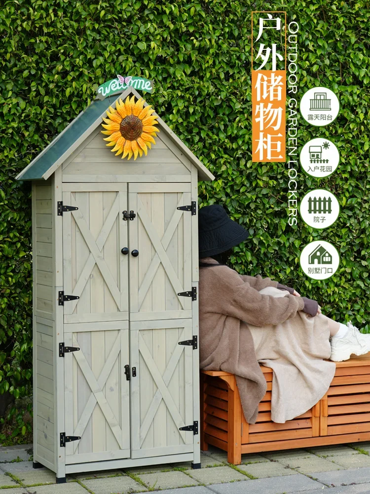 Outdoor Storage Cabinet Rainproof Storage Garden Courtyard Tool Room Yard Waterproof Tool Sunscreen Items