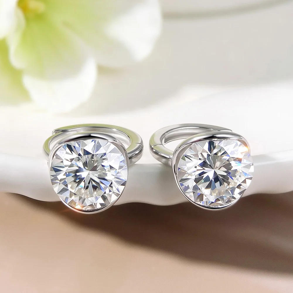 4‑CTTW Total‑Weight Round‑Brilliant‑Cut Solitaire Moissanite Dangle‑Hoop Earrings for Women, 925 Sterling‑Silver 18K‑Gold‑Plated Fine Jewelry, Ideal Gift for Her