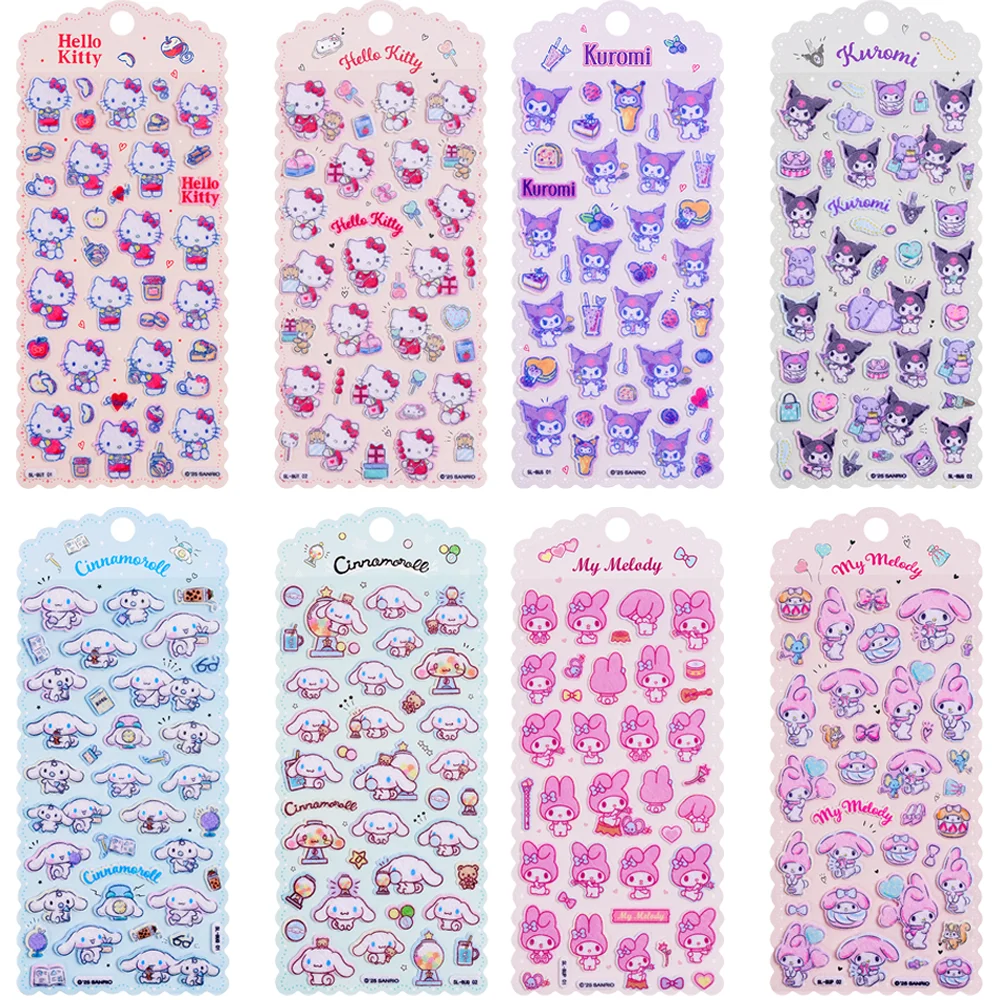 

Новые мультяшные 3D-наклейки Sanrio: Hello Kitty, Kuromi, Melody. Декоративные наклейки для чашек, книг, креативные награды, пузырьковые стикеры. Подарок для девочек.