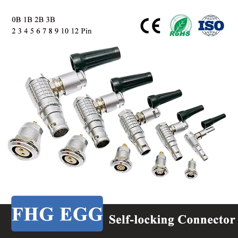 Compatible with REMO FHG EGG 2 3 4 5 6 7 8 9 10 12 16Pin Aviation Plug Socket Elbow 0B 1B 2B 3B Push-pull Self-locking Connector