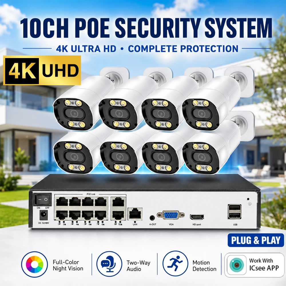 Nvr Kit 8 Channel - 8MP 4K HD 10-kanaals POE NVR