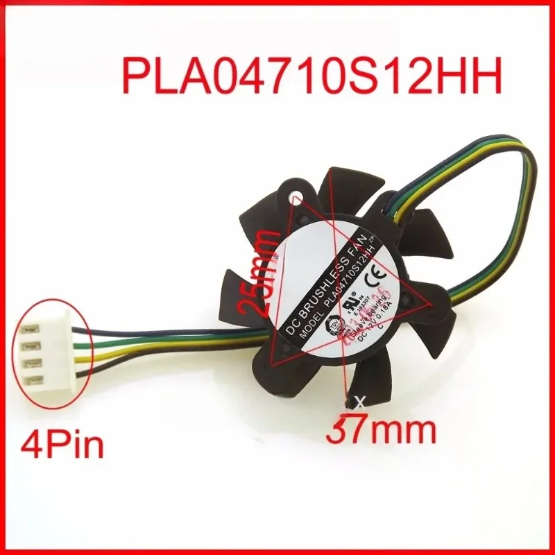 PLA04710S12HH Охлаждающий вентилятор 12 В 0,18 А 37 мм Вентилятор 25x25x25 мм Вентилятор охлаждения видеокарты 4-проводной 4-контактный