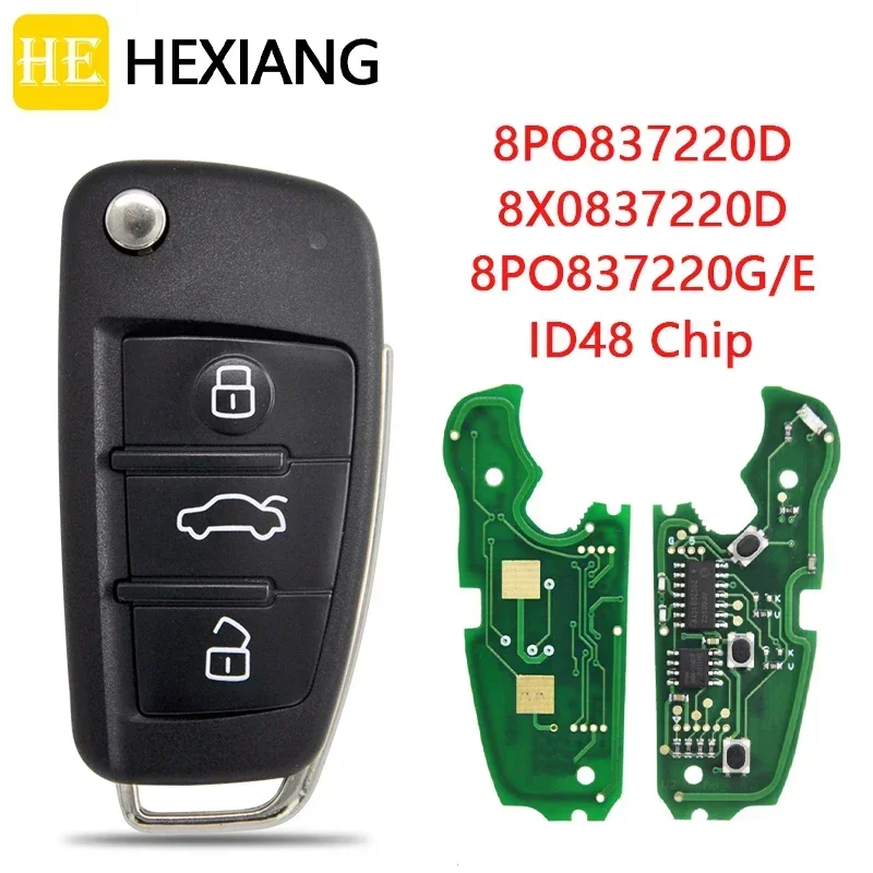 

HE Xiang Car Remote Key For Audi A3 S3 A4 S4 TT 2005-2013 Years 8P0837220D 434 Mhz ID48 Chip Replace Smart Control DIY Flip