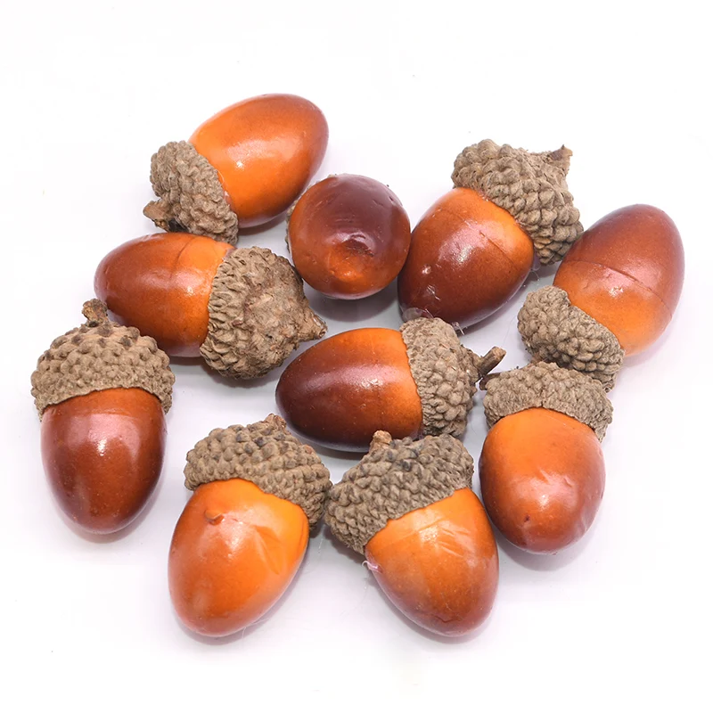 20Pcs/lot 3cm Mini Realistic Artificial Acorn Oak Nut Simulation Pine Cones Fake Fruit Ornament Christmas Home Decor Xmas Bauble