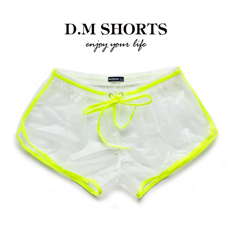 Men's Shorts PVC Transparent Beach Casual Pants Home Boxer Comfortable Loose No Elasticity Underpants for Men