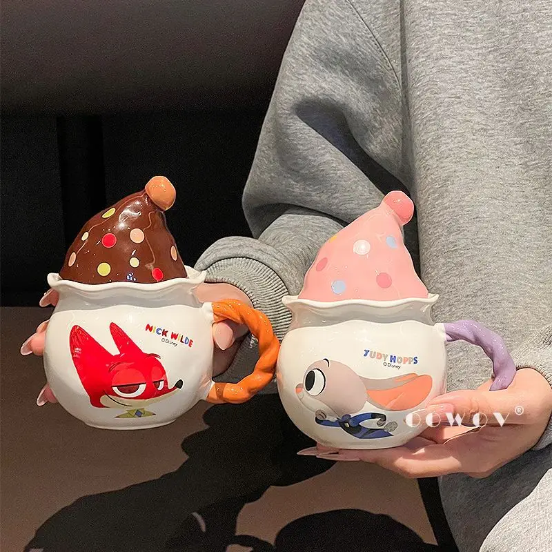 ديزني زوتوبيا جودي نيك الرسوم المتحركة لطيف ماجيك قبعة القدح السيراميك فنجان القهوة للرجال والنساء الأزواج هدية عيد الميلاد #1