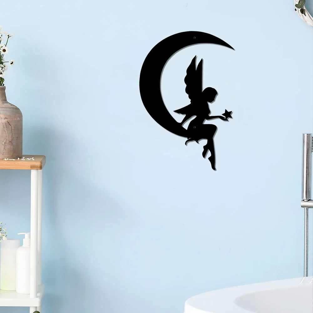 Moon Fairy Metal Signs Wall Art Hanging Ornaments Decoration Living Room Garden Bedroom Decor