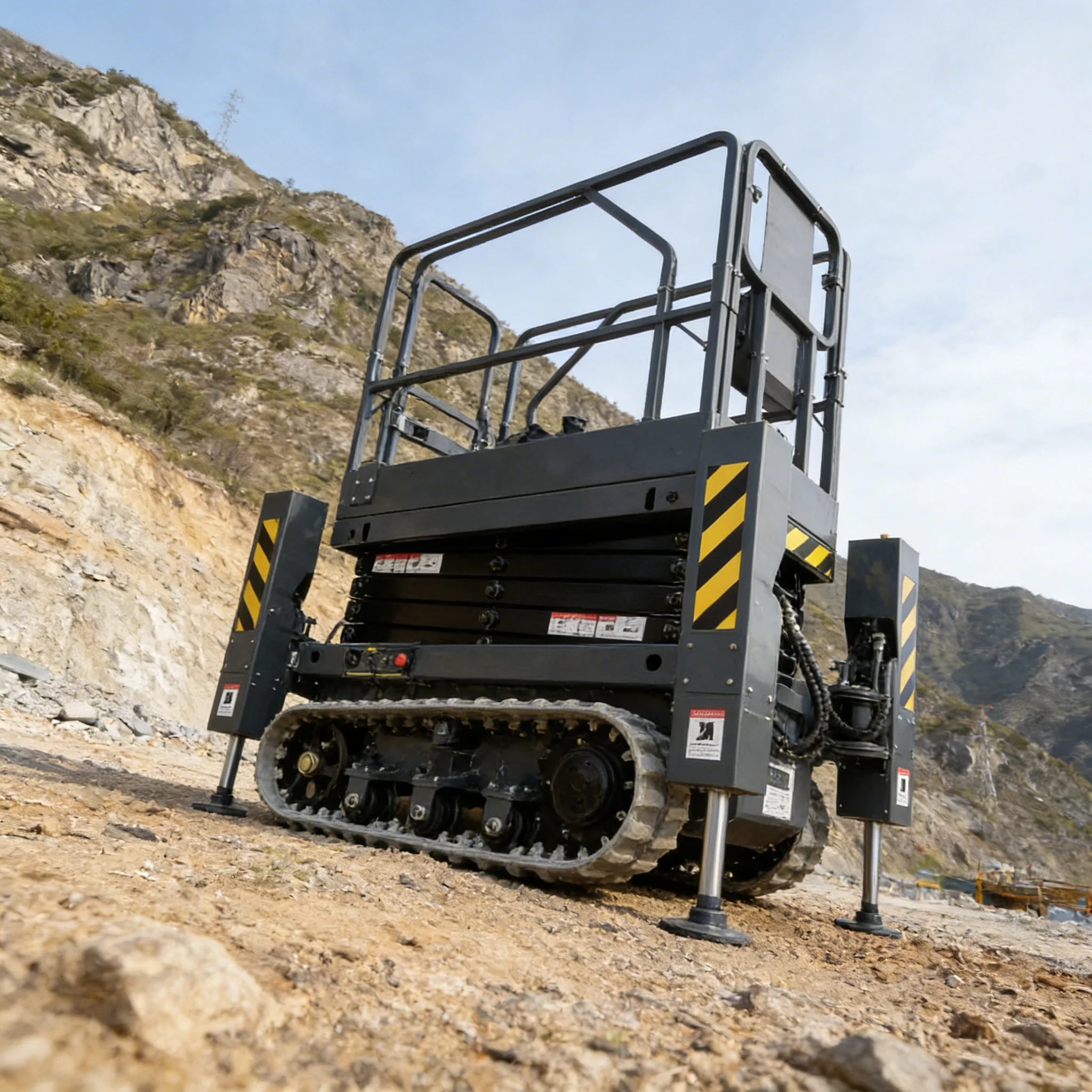 Crawler Scissor Lift Self Propelled Tracked Platform 8m For Outdoor Maintenance Automatic Electric Reliable Lifting System