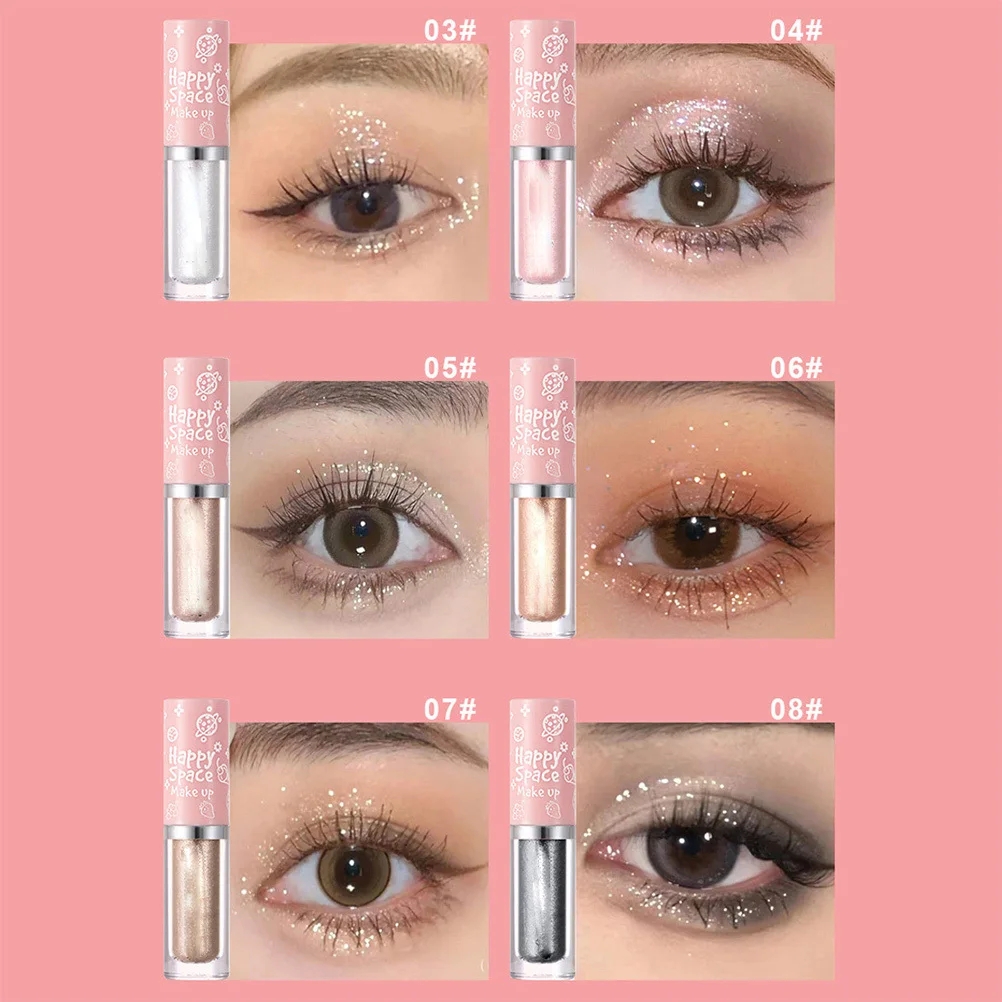 8Pcs Eye Highlight Kit Liquid Shimmer Glitter Eyeshadow Fast Drying Women Bling Makeup Daily Wear Safe Formula