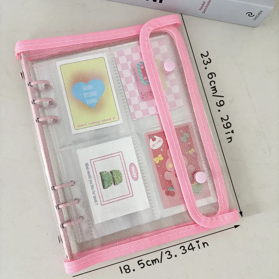 A5 Binder Card Storage Double-Buckle 10pcs Refill Sleeves 4 Grid Bags DIY Loose Leaf Photo Collect Book Kpop Organizer Holder