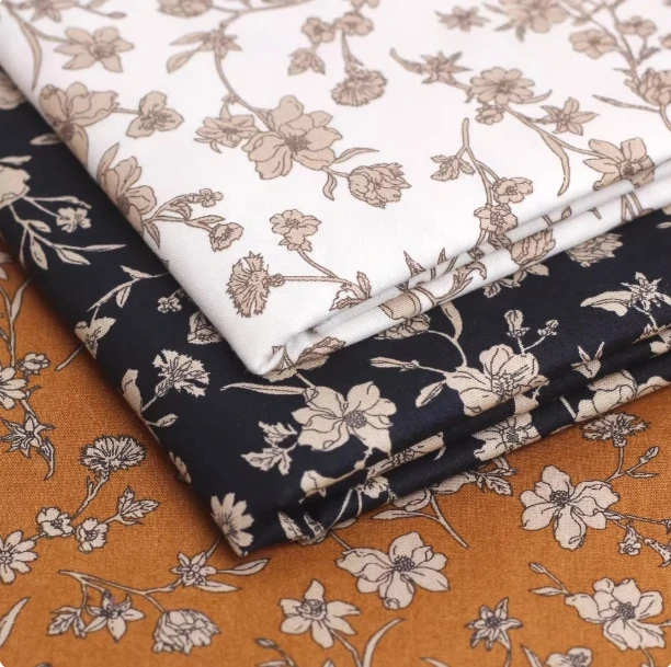 145x50cm Creamy Coffee Color Scheme Paired with Fabric, Pure Cotton Handmade DIY Children's Clothing Fabric Set Sewing Cloth
