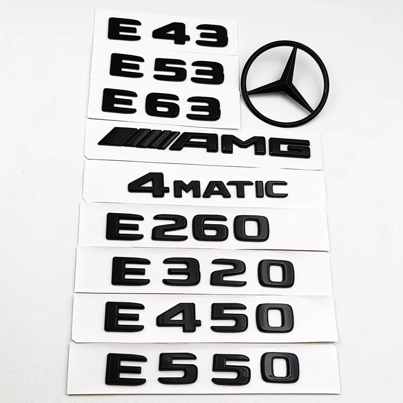 3d Black Logo E43 E63 E200 E220 E300 E350 Letters 4MATIC Badge Car Rear Star Sticker AMG Emblem For Mercedes Benz W213 E Class