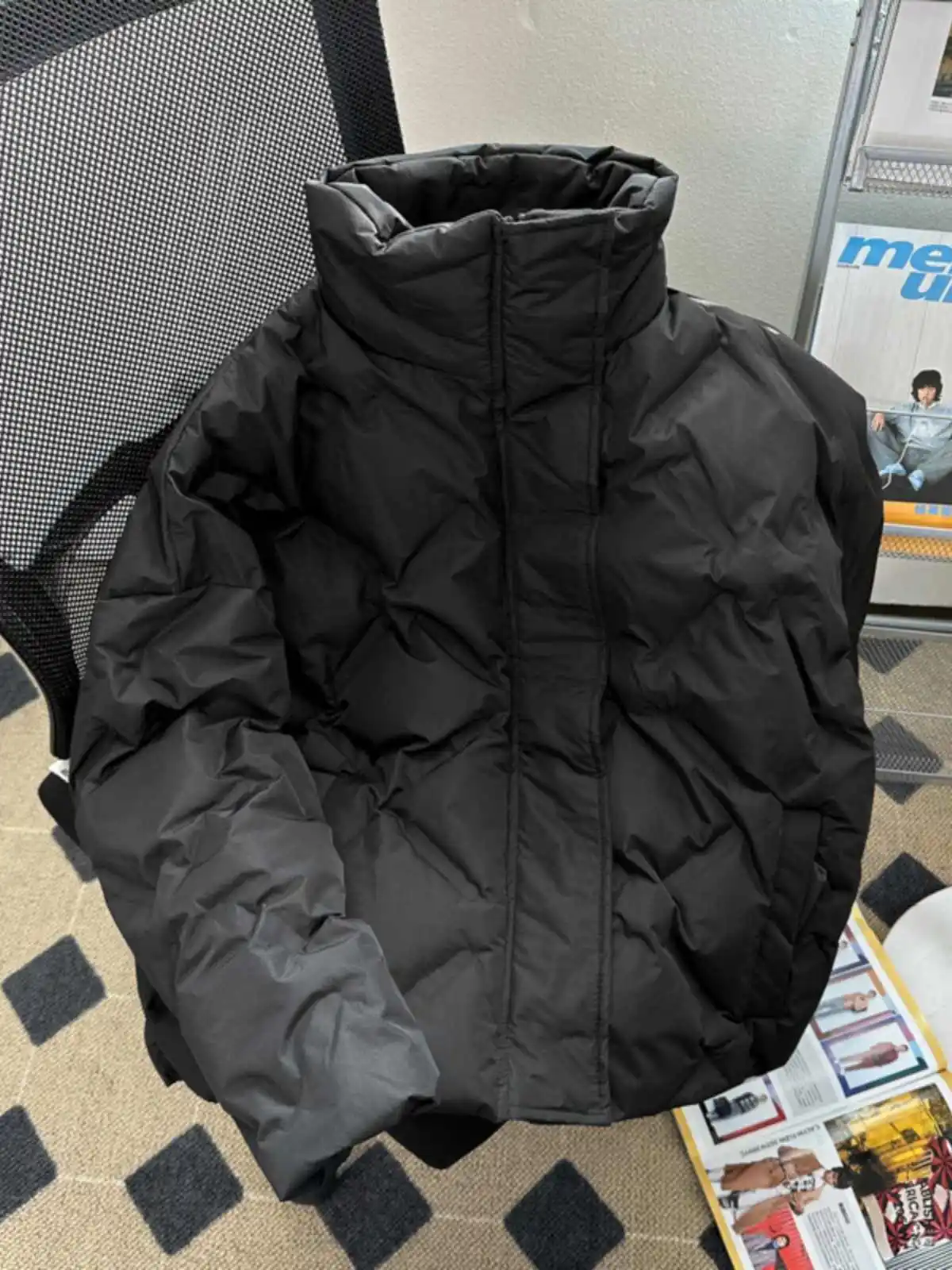 Women's White Parka Jacket Coat Vintage Long Sleeve Turtleneck Overcoat Warm Thicken Checked Padded Jacket Winter Outerwear 2025