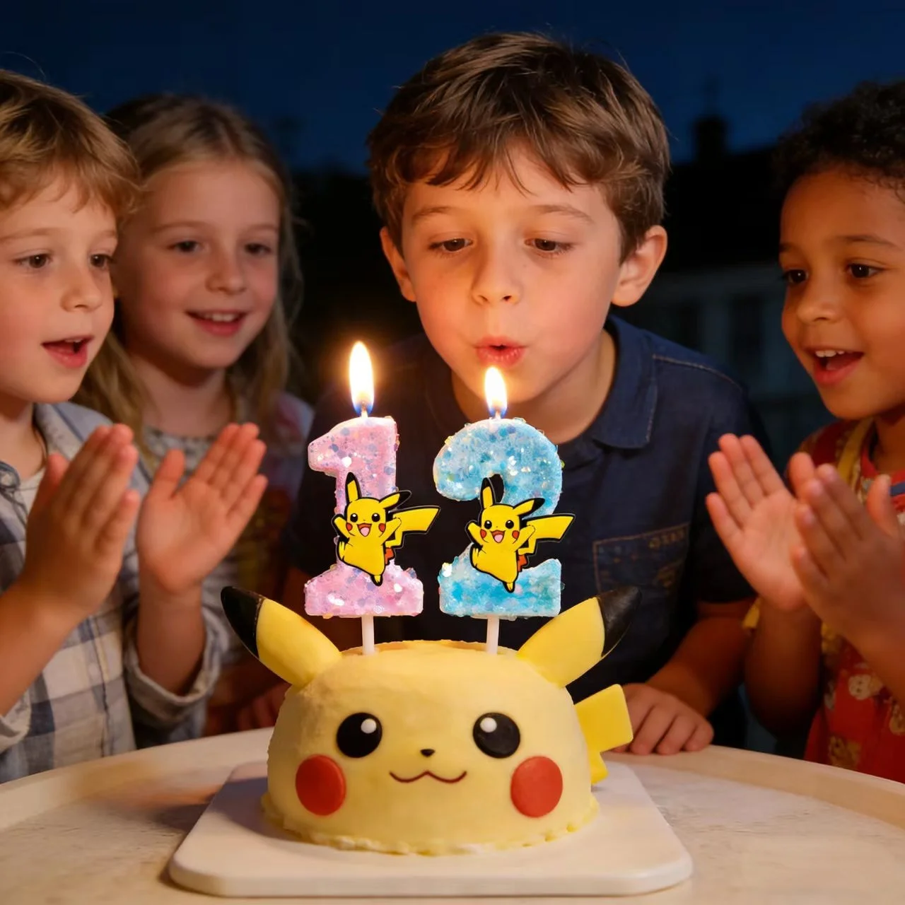 Pikachu Gengar Pokemon Geburtstagstortenkerze Cartoon-Form Kuchendekoration für Kindergeburtstag Tortendeko Zubehör