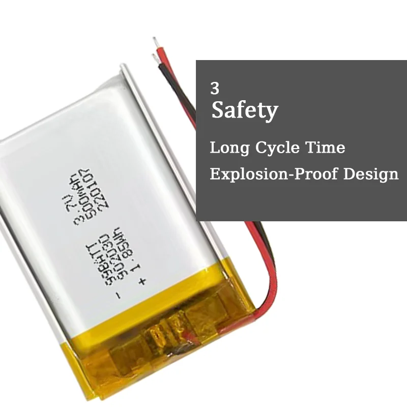 Polymer 902030 3.7V 500mAh Lithium Ion Rechargeable Battery for LED Lights Bluetooth Speakers MP3 MP4 MP5 Selfie Stick