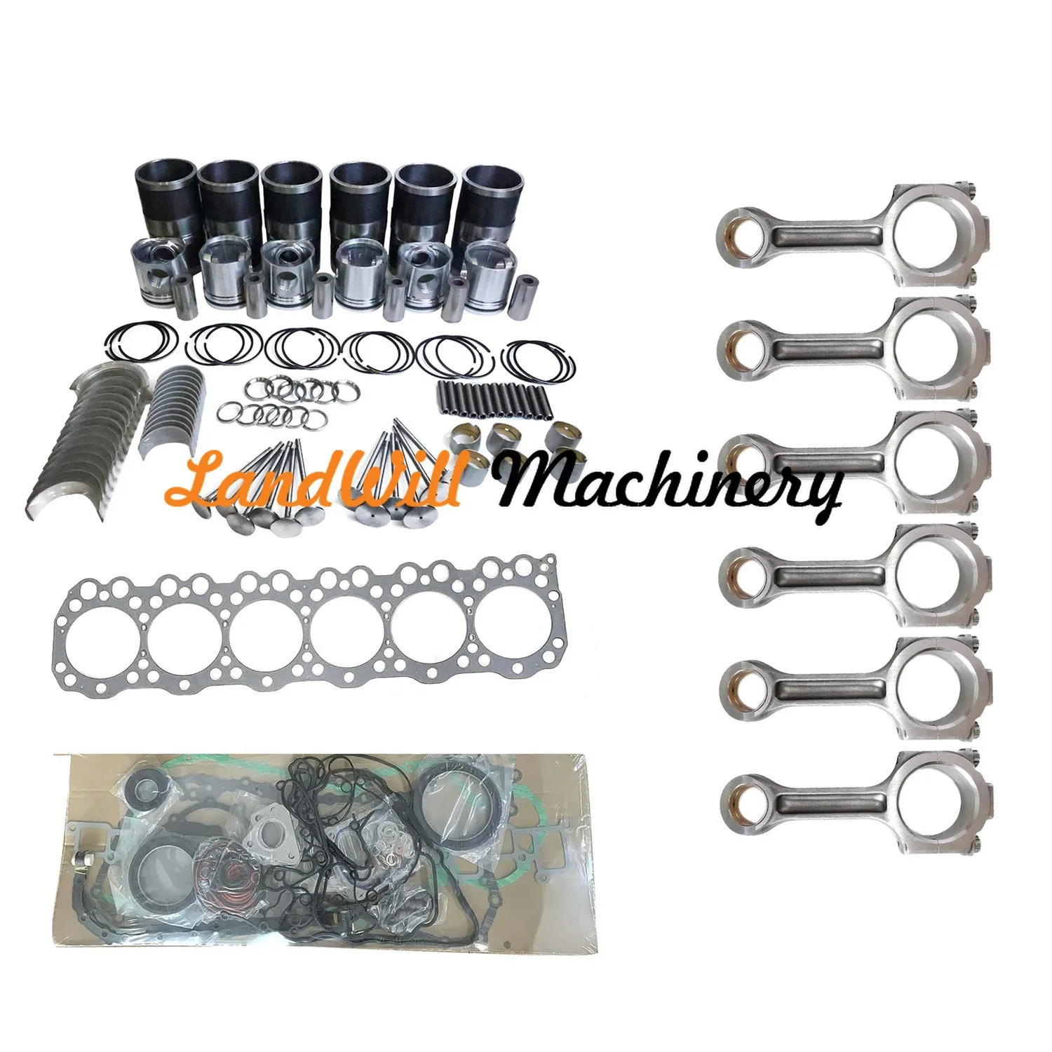 P11C Engine Overhaul Rebuild Kit + 6pcs Connecting Rod Fits Hino 700 Truck