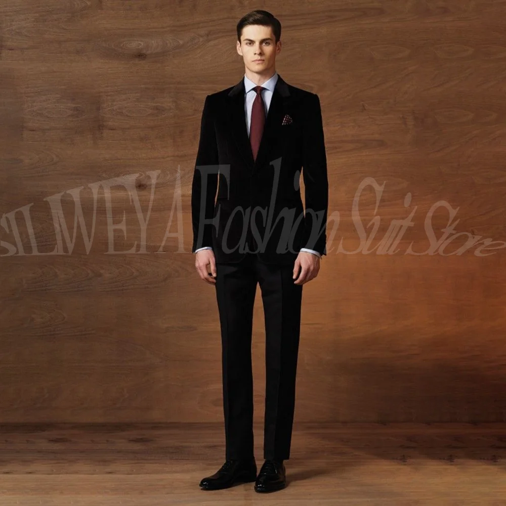 

Красивый черный костюм из 2 предметов для мужчин, приталенный пиджак, брюки, блейзер, комплект, формальный свадебный смокинг жениха, Traje De Hombre Elegante