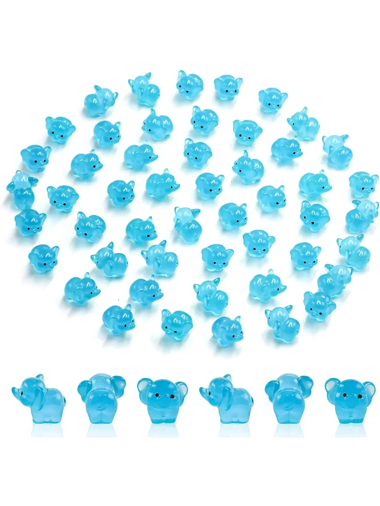 Mini éléphants bleus miniatures, 5/10 pièces, petits animaux en résine qui brillent dans la nuit pour décorations de paysage de Micro jardin féerique