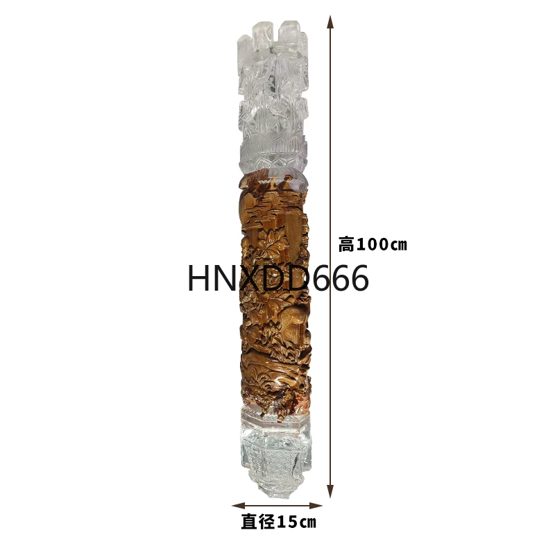 

New Chinese cylindrical transparent tree solid wood carving fat pendant