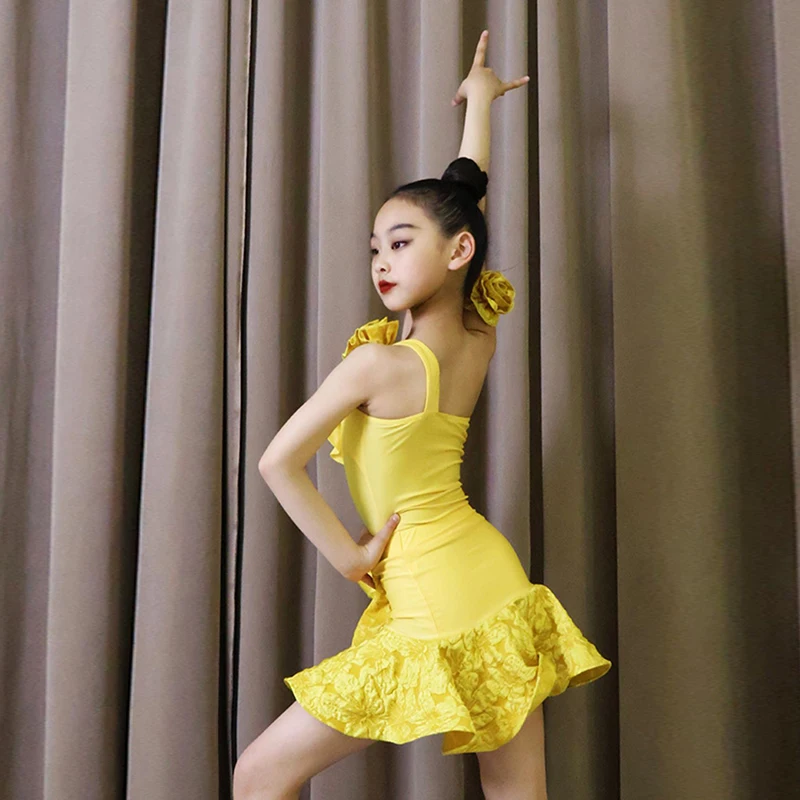 New Latin Dance For Childrens Performance Dress Girl's Samba Dance Stage Competition Costume Rumba Tango Practice Clothes XH1787