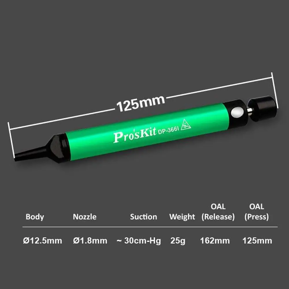 DP-366I Vacuum Sucking Pen Suction Remover Sucker Tin Suction Device Aluminum Alloy Anti-static Desoldering Soldering Accessory