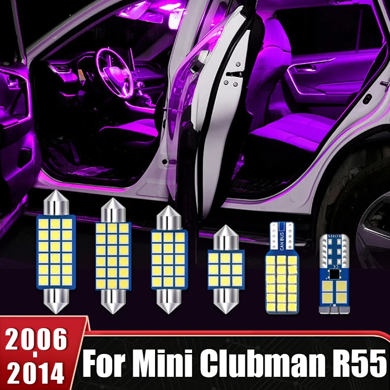 For Mini Clubman R55 2006-2014 14pcs Car LED Interior Reading Lamps Vanity Mirror Light Trunk Lights Footwell Bulbs Accessories