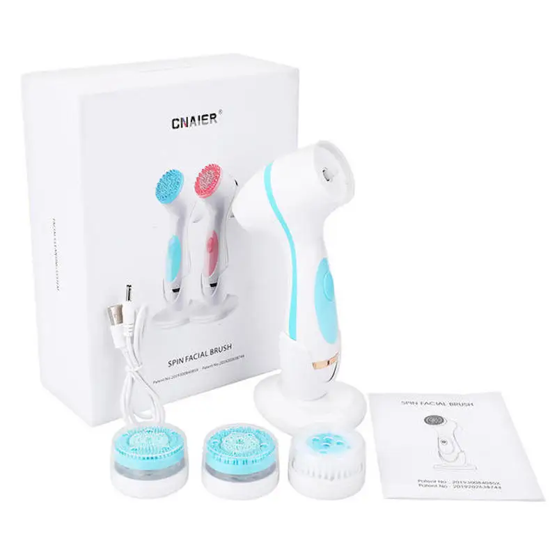 Rechargeable 3 In 1 Electric Silicone Facial Cleanser Brush Rotating Deep Cleaning Blackhead Acne Pore Remover Face Exfoliation