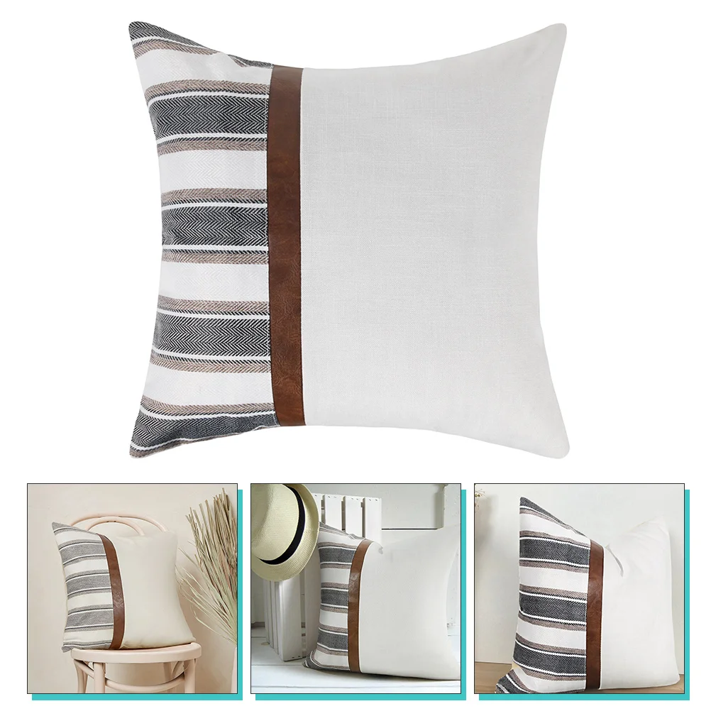 

Patchwork Pillowcase Stripe Pattern Throw Decorative Pillowcases Flax Pillow Home Textiles Holiday Christmas