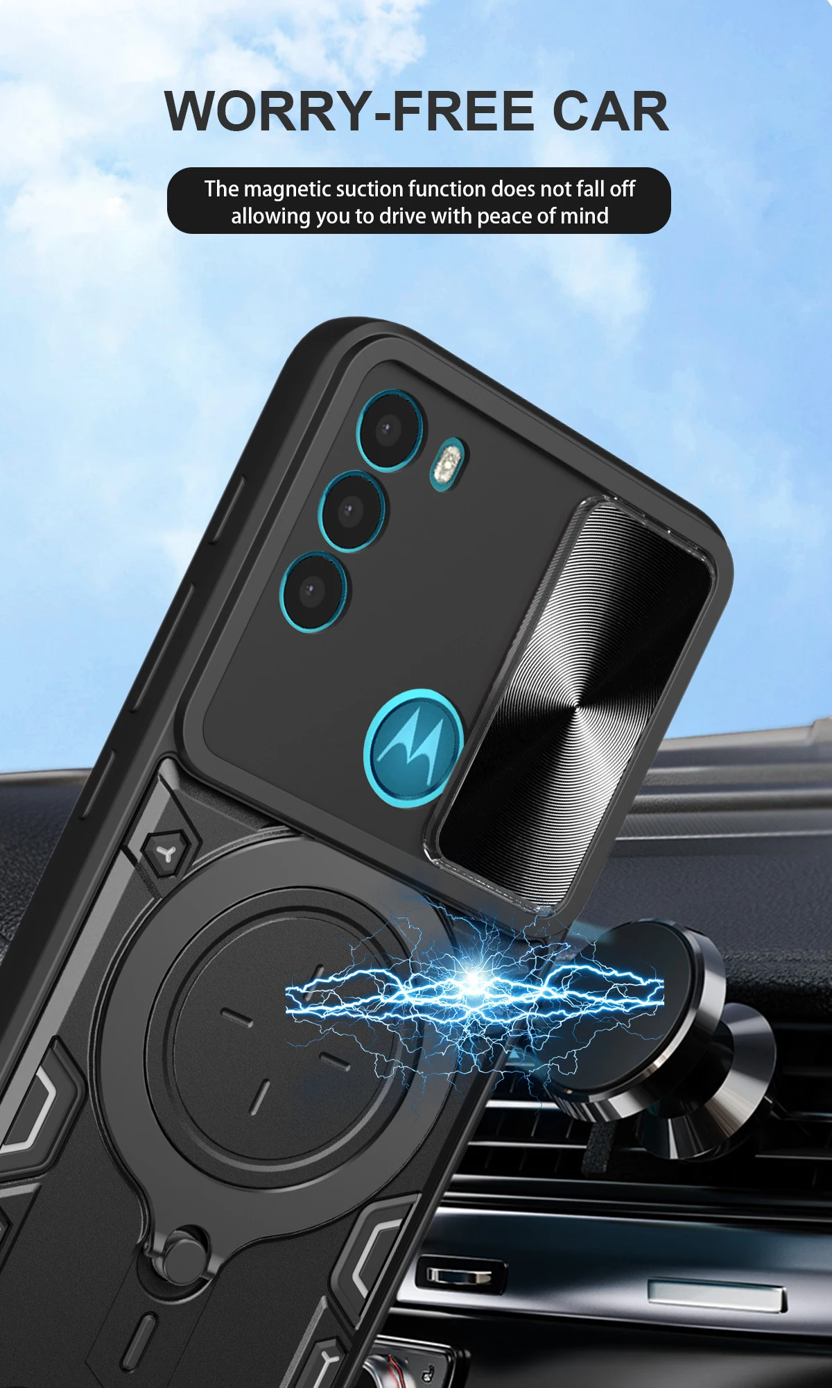 Funda de teléfono deslizante para lente de cámara, protector de armadura para Motorola MOTO G72, 4G, G200, G85, G84, G73, G71, 5G, soporte magnético para coche