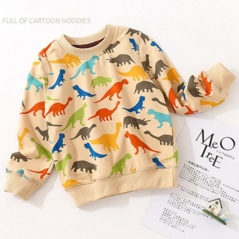 Spring Autumn Korea Style 2 3 4 5 6 8 10 Years 90-140cm Children Cotton Full Cartoon Animal Print Kids Baby Child Boy Sweatshirt