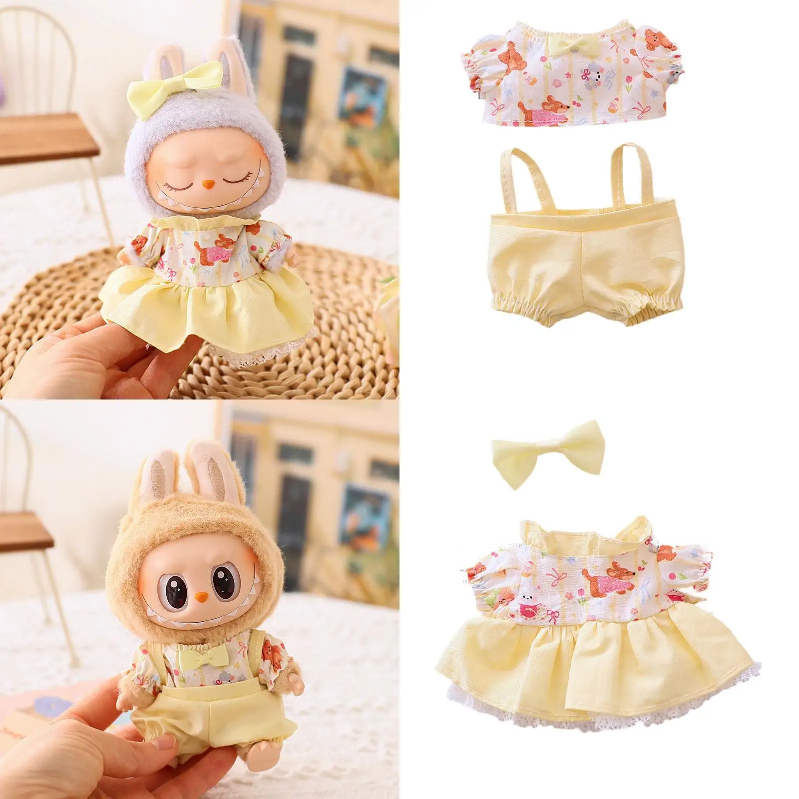 Pluche poppenkleertjes voor poppen van 15-17 cm, doe-het-zelf-kostuums, zachte pluche popaccessoires