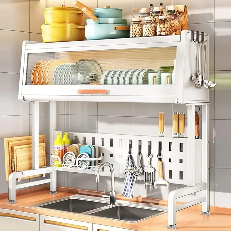 

Over The Sink Dish Drying Rack - Space-Saving Kitchen Sink Rack with Shelf and Drainer Perfect for Above Sink and Ov