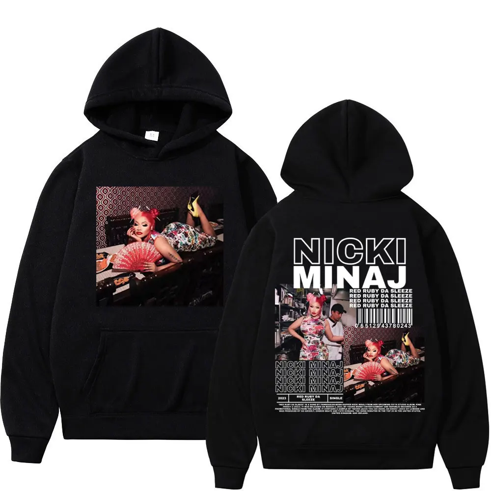 

Singer Nicki Minaj Double Sided Graphic Hoodie Men Women Hip Hop Vintage Hooded Sweatshirts Fashion Casual Oversized Pullovers