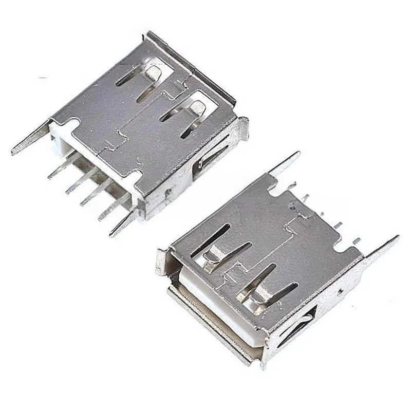 50PCS USB Receptacle USB Type-A Female Connector 180-Degree Straight Vertical USB Socket Straight Pin Curled Edge/Flat Edge