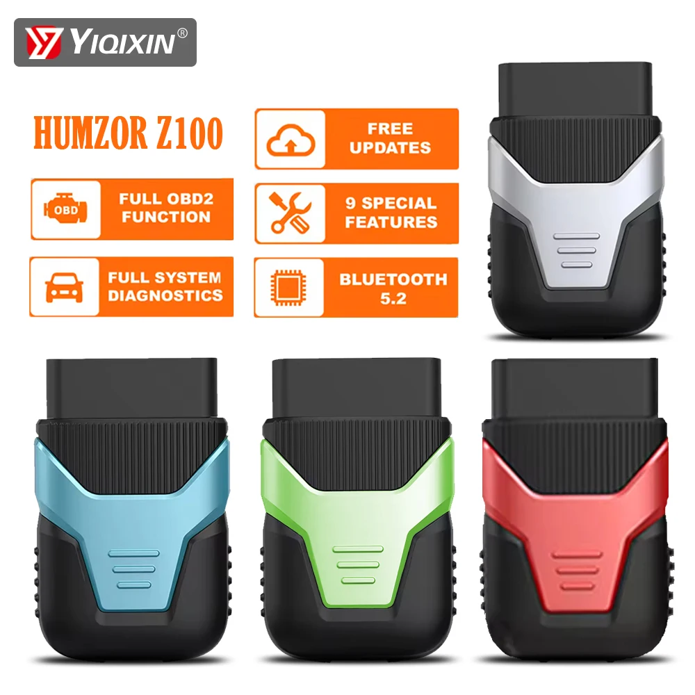 HUMZOR Z100 OBD2 Scanner Car Diagnostic Tool Bidirectional Testing Full System Bluetooth 5.2 Chip Reader Erase Code Free Upgrade