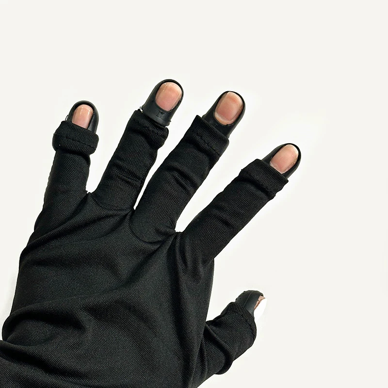 Suntan-guantes de protección contra la radiación para uñas, cubierta de dedo negra, lámpara Led Anti Uv, equipo de arte, herramienta, 1 piezas