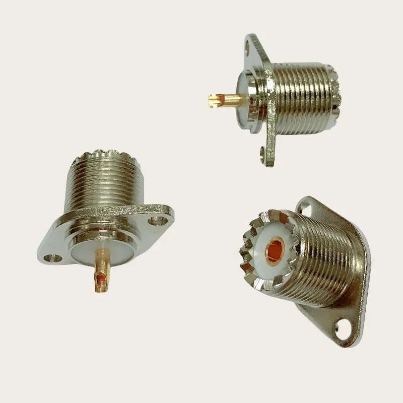 2PCS/lot SL16 UHF PL259 SO239 Female Jack 2 hole with rhombic flange soldering panel Mount Socket Antenna Connector Adapters