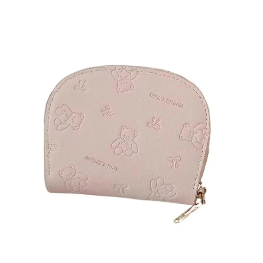 

Premium Cute Bear Girls Short Wallet 9 Card Slots Pink ID Card Bag Portable PU Zipper Coin Purse Students