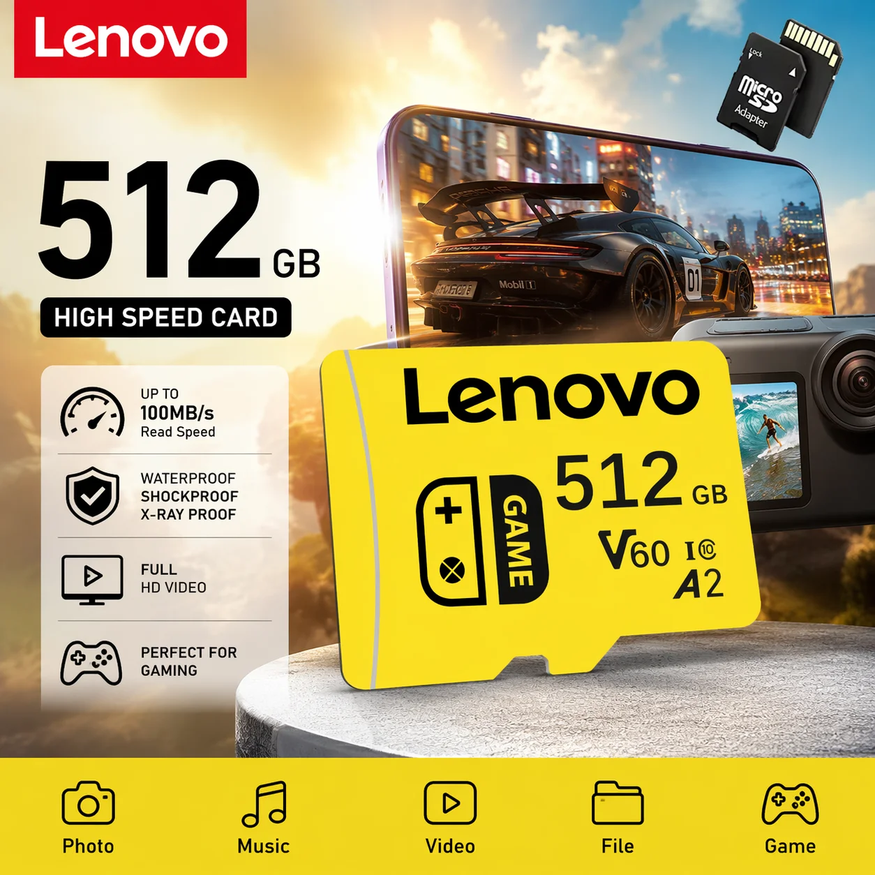 Lenovo SD Memory Card Class 10 High Speed Micro TF SD Card 1TB 512GB For Nintendo Switch PC Smart phone SD Card 128GB 256G