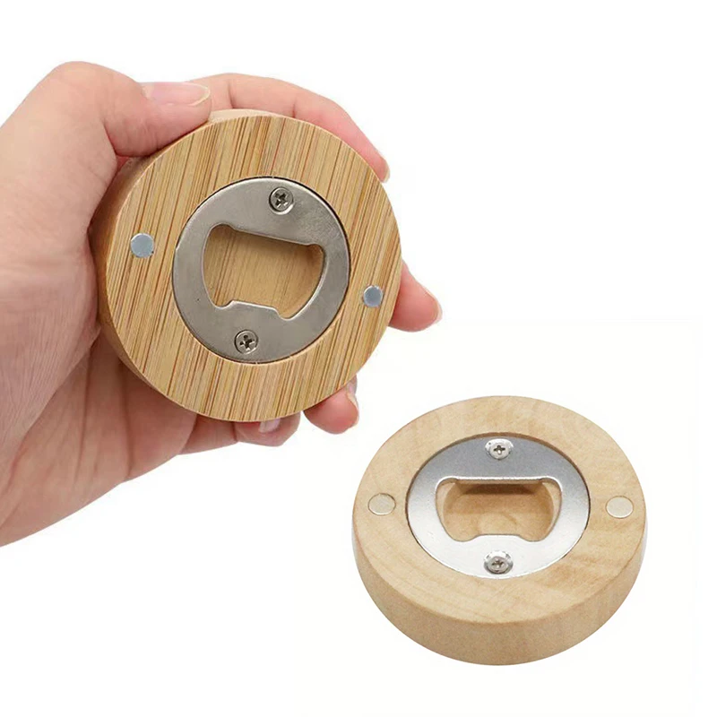 1-2PCS/Pack Elegant Wood Magnetic Bottle Openers Portable Stainless Steel Beer Opener Hand Tools for Household Store Bar Use ZYF