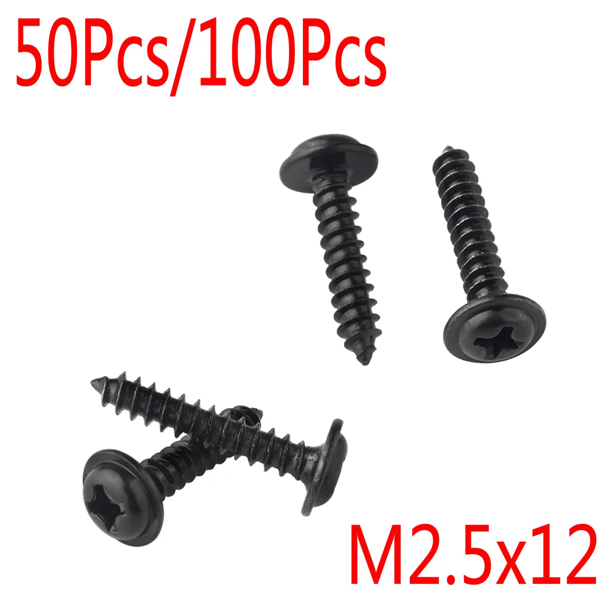 50pcs 100pcs Servo Screws M2.5x12mm PWA Cross self-tapping With Pad Head self tapping for FUTABA JR HITEC MKS EMAX KST