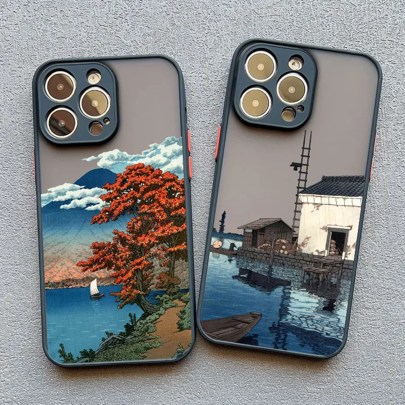 Landscape phone case For iPhone 17 16 15 14 11 12 13 Pro Max Mini 16 Plus XS X XR Japan Series Aestheticism Scenery Back Cover