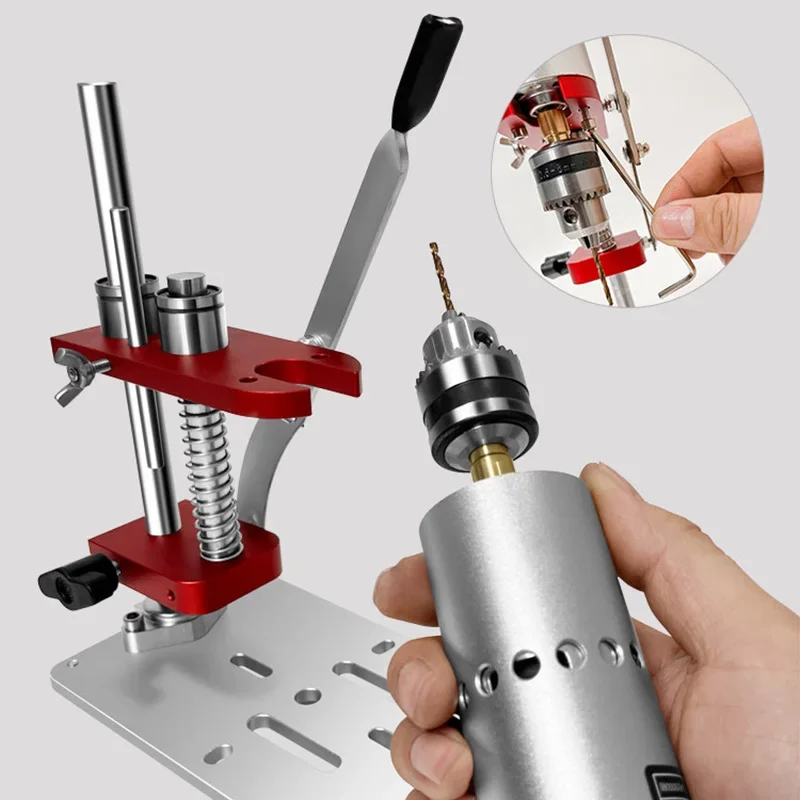 Mini Household Micro Electric Drill, Desktop Benchtop Variable Speed DC Drill for Polishing and Drilling Holes in Metal and Jade