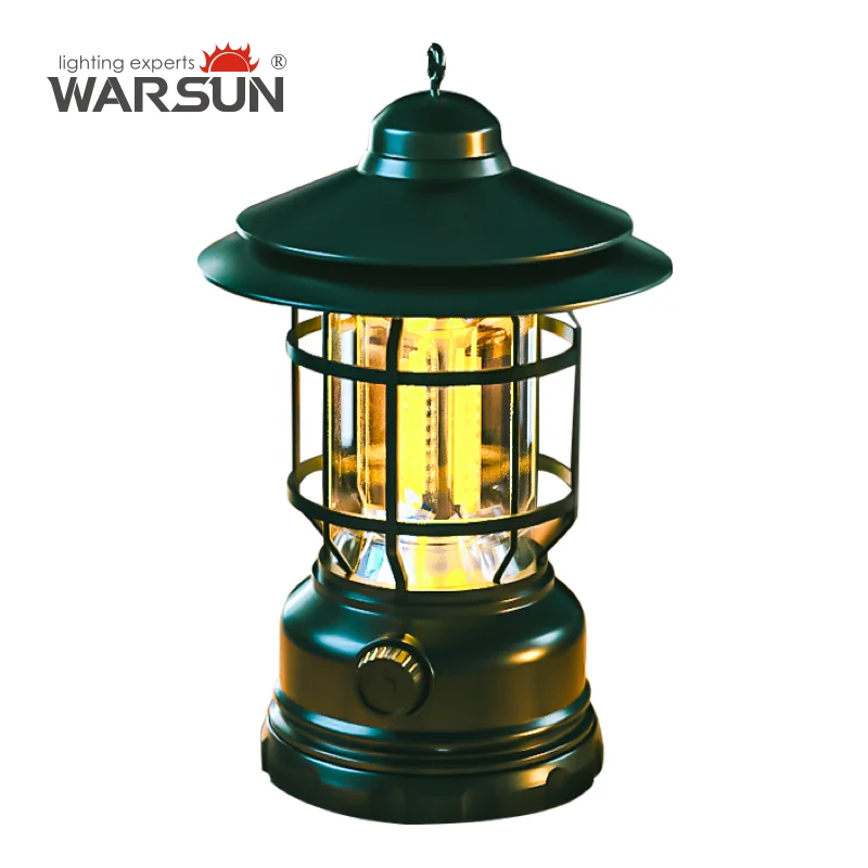 WARSUN CP01 Retro Lantern - Vintage Style LED Camping Light with Warm White/White Modes, IP44 Waterproof, Dimmable