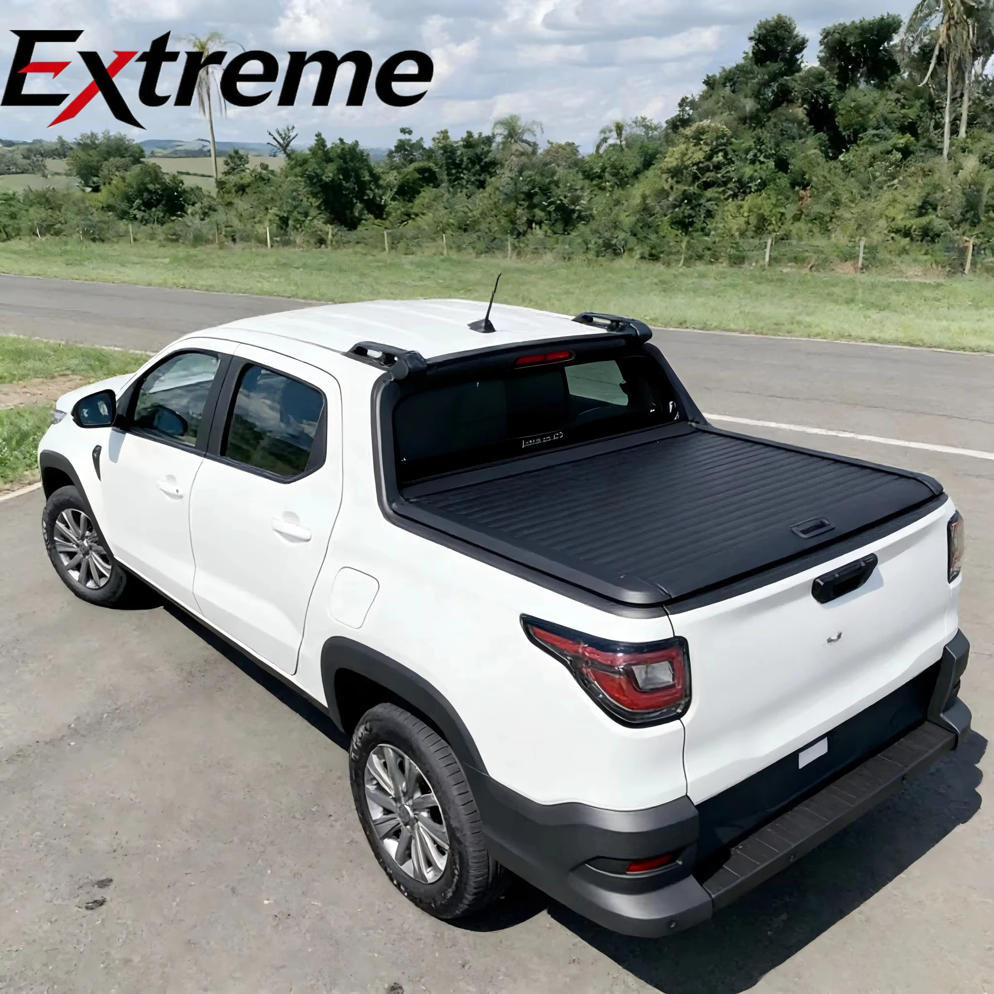 Pickup Truck Manual Retractable Tonneau Cover Aluminum Alloy Roll-Up Drill-Free for Fiat Strada