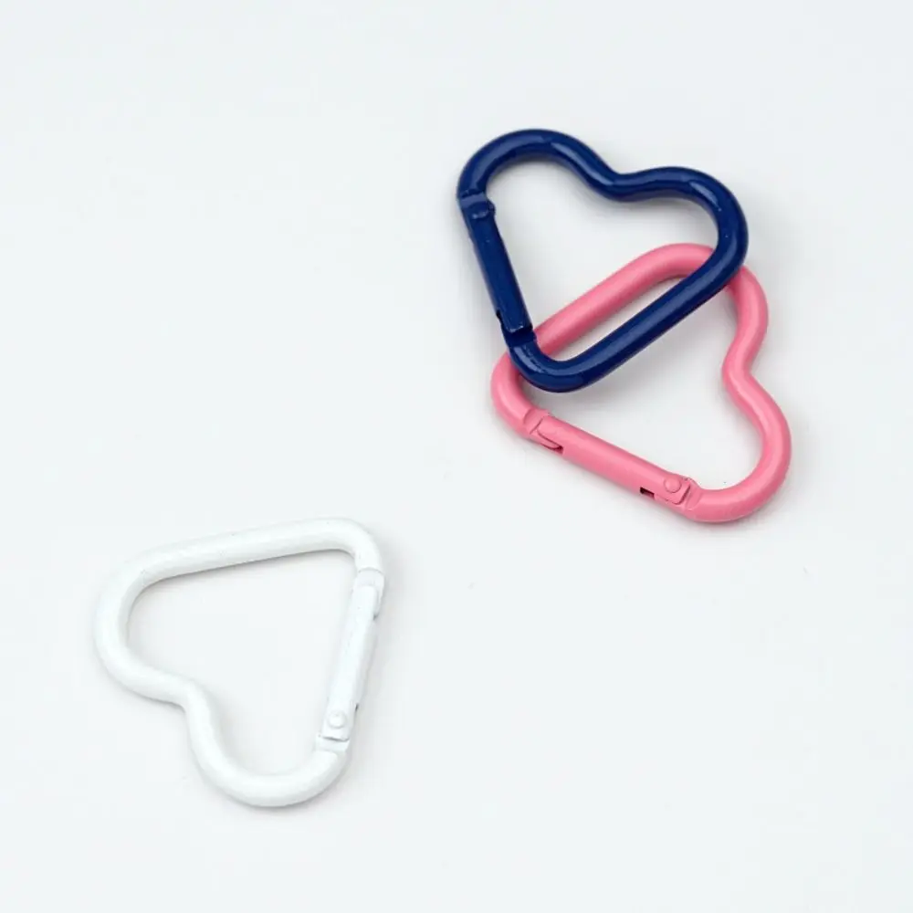 5pcs High Quality 4.5*4.2cm Spring Heart-Ring Buckles Multicolors Heart Shape Carabiner Heart Push Trigger Purses Handbags